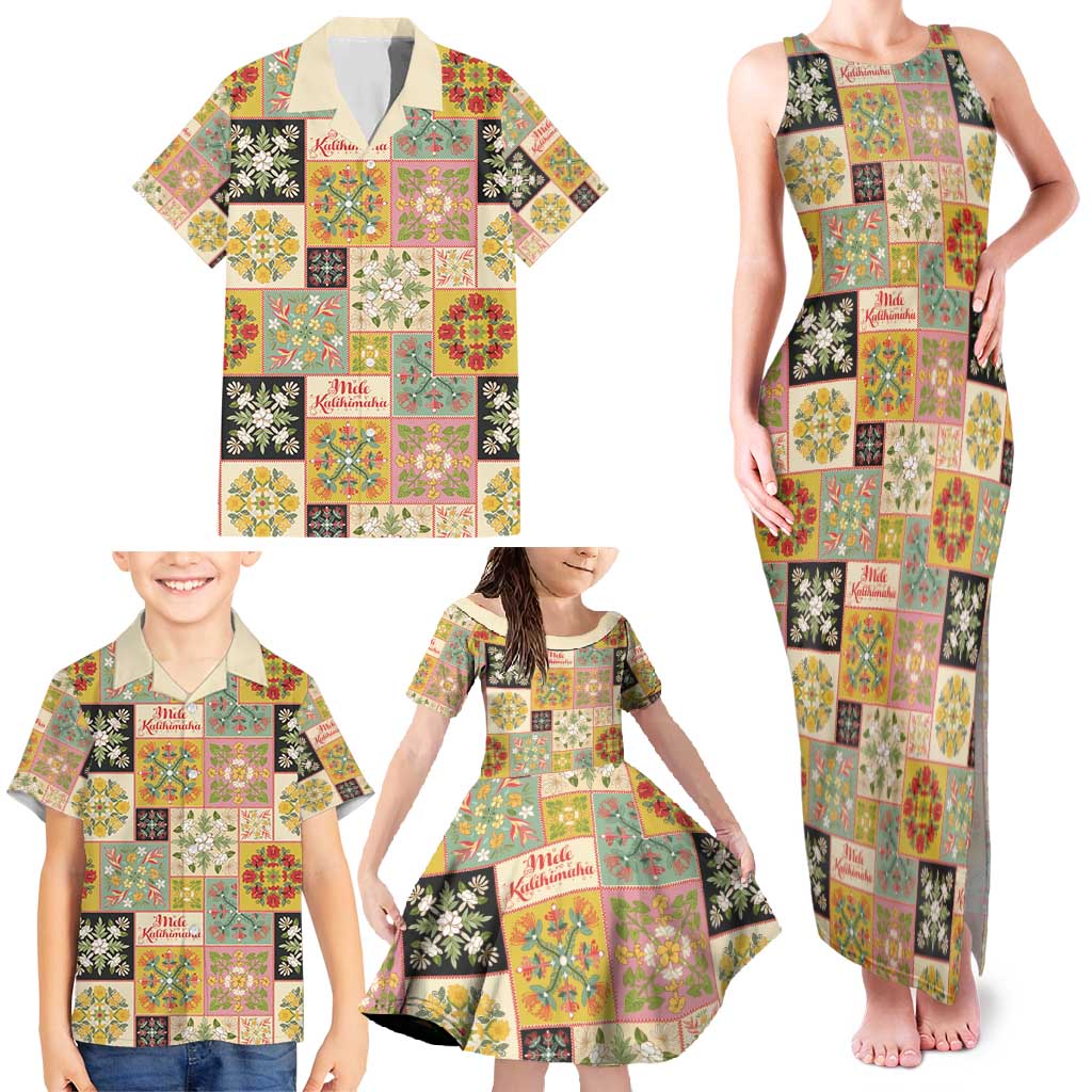 Mele Kalikimaka Hawaii Christmas Family Matching Tank Maxi Dress and Hawaiian Shirt Melemele Mama Seamless Floral Motif LT9 - Polynesian Pride