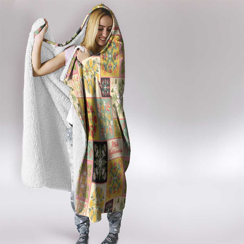 Mele Kalikimaka Hawaii Christmas Hooded Blanket Melemele Mama Seamless Floral Motif - Polynesian Pride
