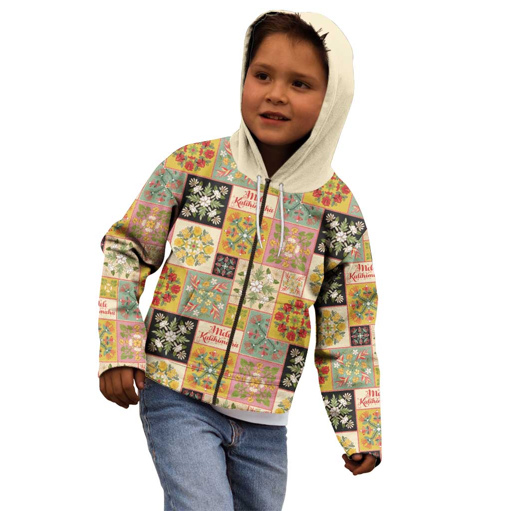 Mele Kalikimaka Hawaii Christmas Kid Hoodie Melemele Mama Seamless Floral Motif - Polynesian Pride