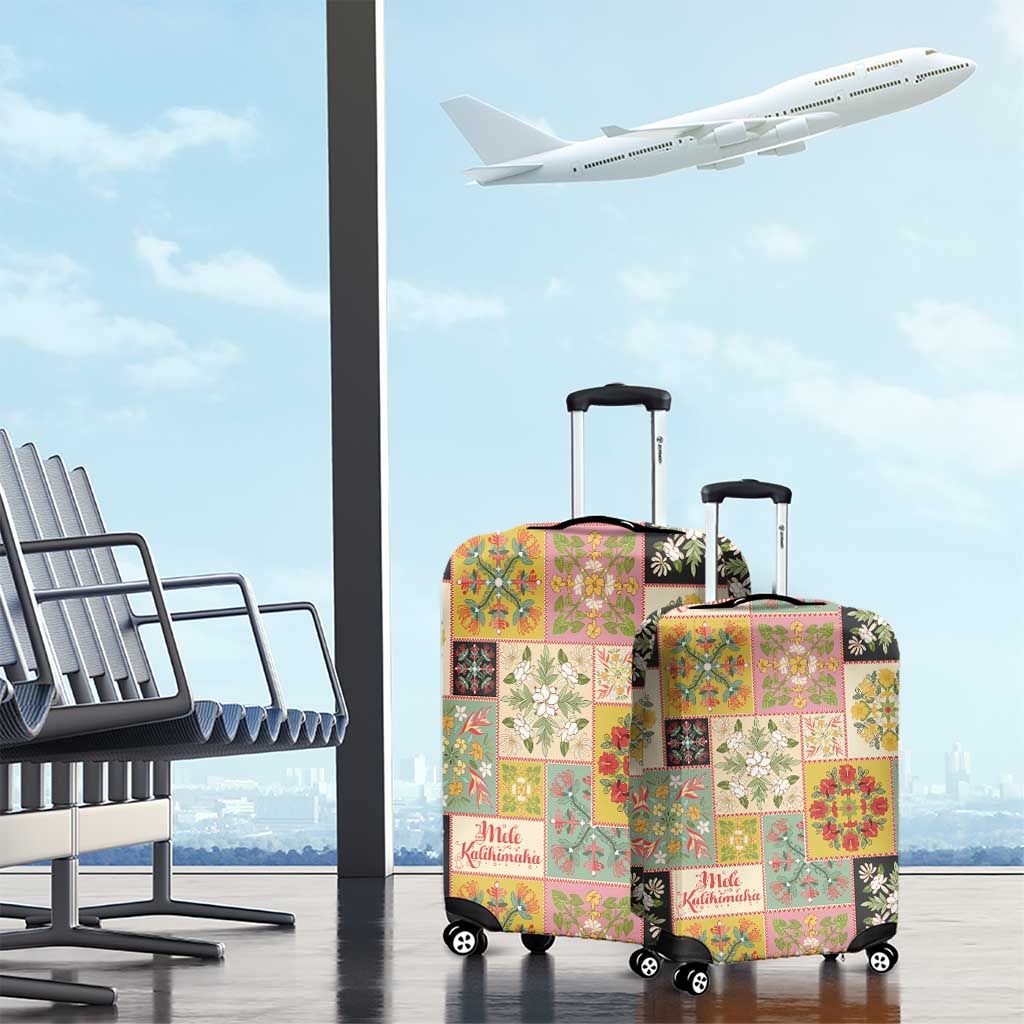 Mele Kalikimaka Hawaii Christmas Luggage Cover Melemele Mama Seamless Floral Motif - Polynesian Pride