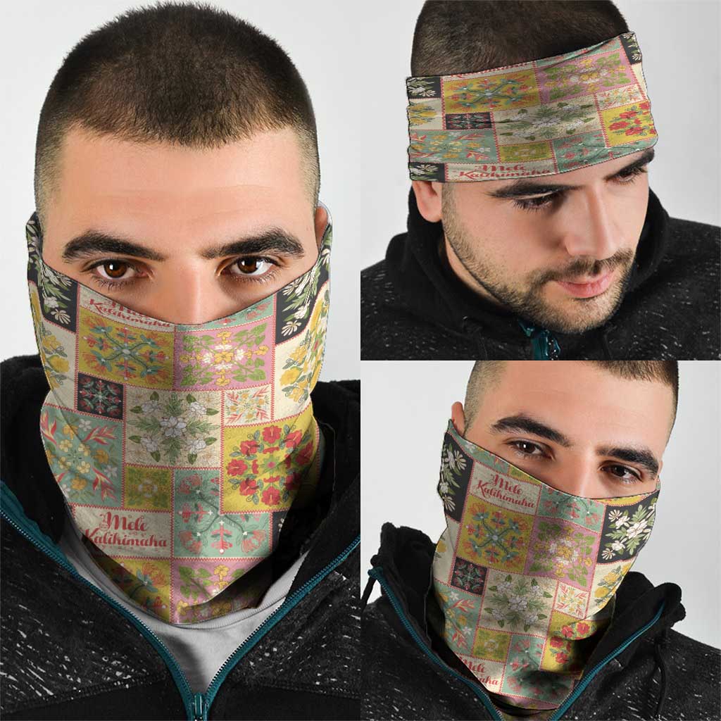 Mele Kalikimaka Hawaii Christmas Neck Gaiter Melemele Mama Seamless Floral Motif - Polynesian Pride