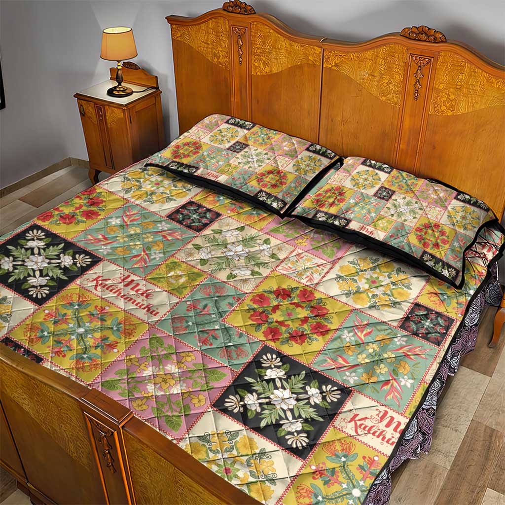 Mele Kalikimaka Hawaii Christmas Quilt Bed Set Melemele Mama Seamless Floral Motif - Polynesian Pride