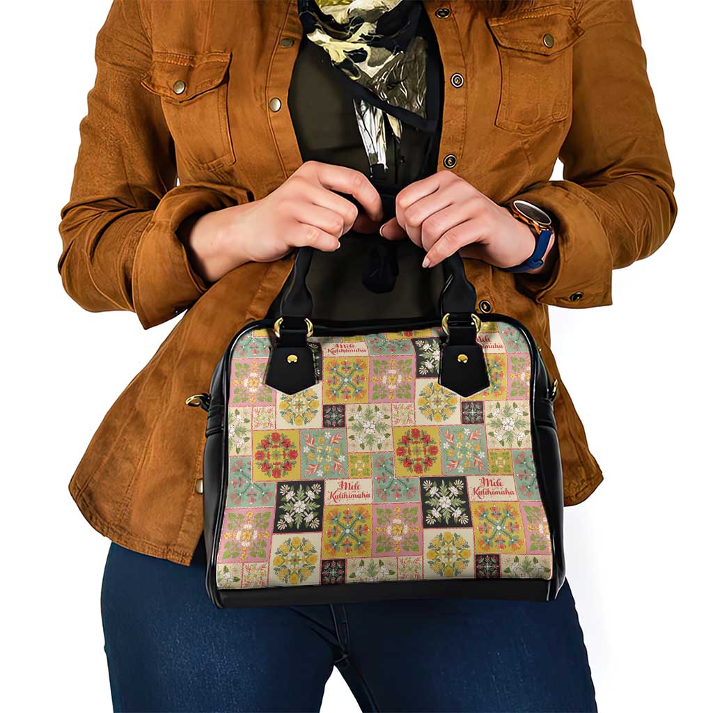 Mele Kalikimaka Hawaii Christmas Shoulder Handbag Melemele Mama Seamless Floral Motif - Polynesian Pride