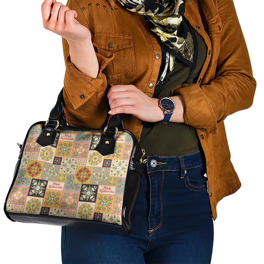 Mele Kalikimaka Hawaii Christmas Shoulder Handbag Melemele Mama Seamless Floral Motif - Polynesian Pride