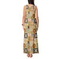 Mele Kalikimaka Hawaii Christmas Tank Maxi Dress Melemele Mama Seamless Floral Motif - Polynesian Pride