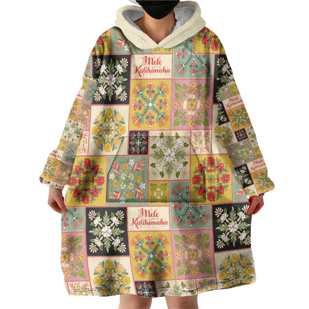 Mele Kalikimaka Hawaii Christmas Wearable Blanket Hoodie Melemele Mama Seamless Floral Motif LT9 - Polynesian Pride