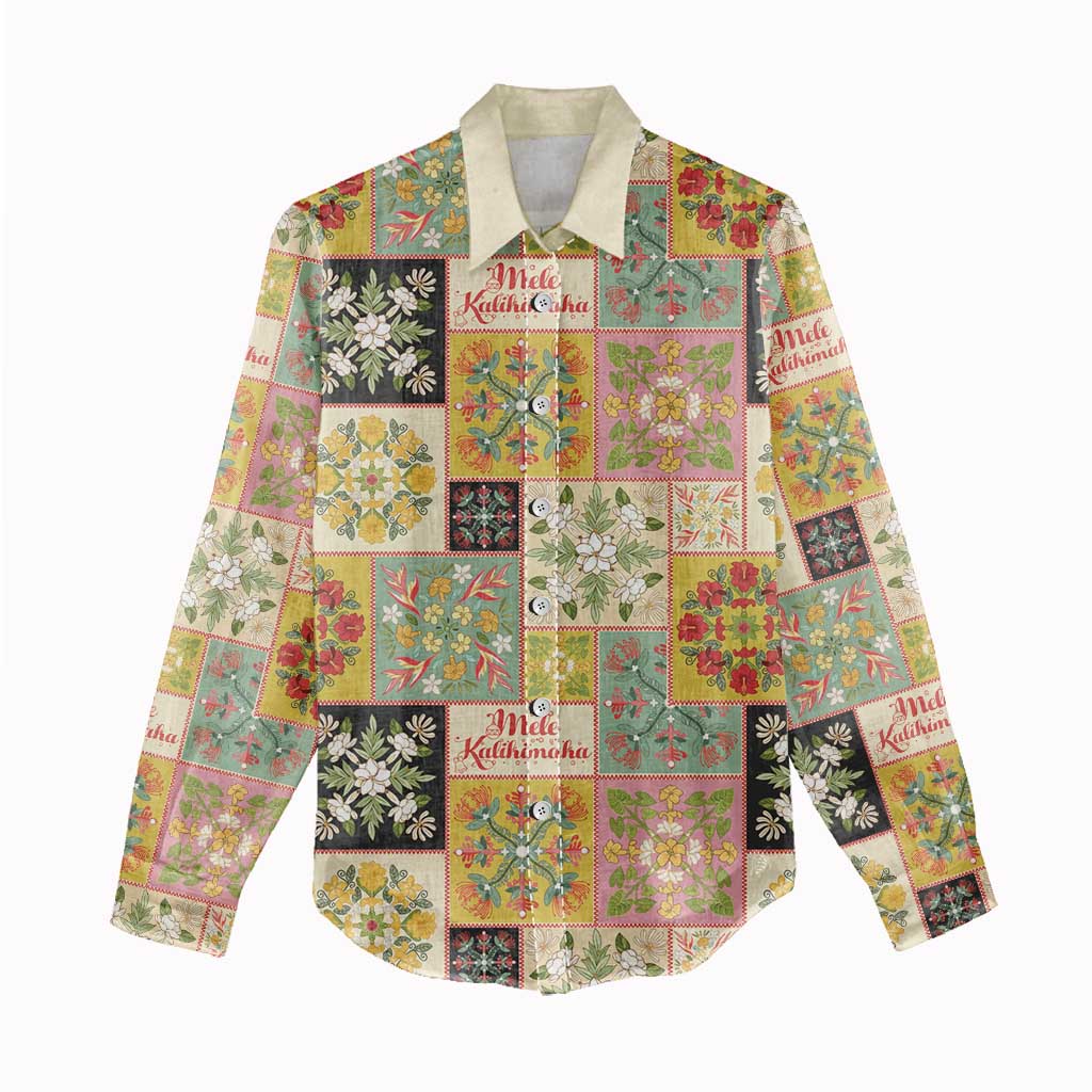 Mele Kalikimaka Hawaii Christmas Women Casual Shirt Melemele Mama Seamless Floral Motif LT9 - Polynesian Pride