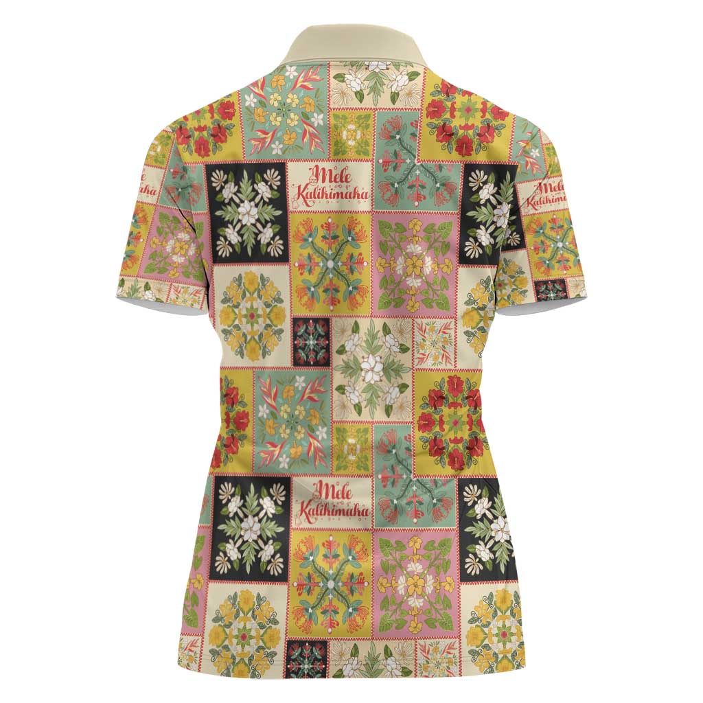 Mele Kalikimaka Hawaii Christmas Women Polo Shirt Melemele Mama Seamless Floral Motif LT9 - Polynesian Pride