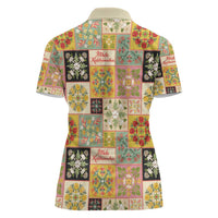 Mele Kalikimaka Hawaii Christmas Women Polo Shirt Melemele Mama Seamless Floral Motif LT9 - Polynesian Pride