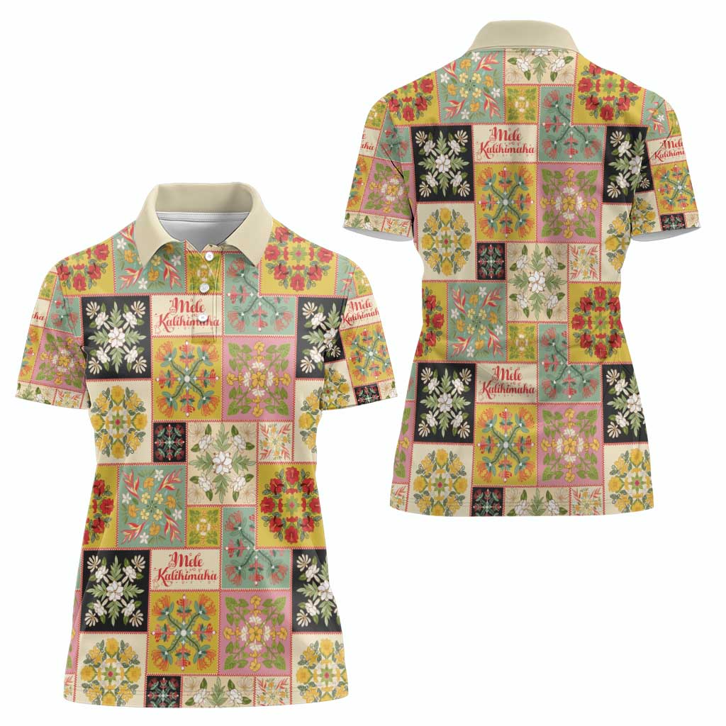 Mele Kalikimaka Hawaii Christmas Women Polo Shirt Melemele Mama Seamless Floral Motif LT9 - Polynesian Pride