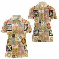 Mele Kalikimaka Hawaii Christmas Women Polo Shirt Melemele Mama Seamless Floral Motif LT9 - Polynesian Pride