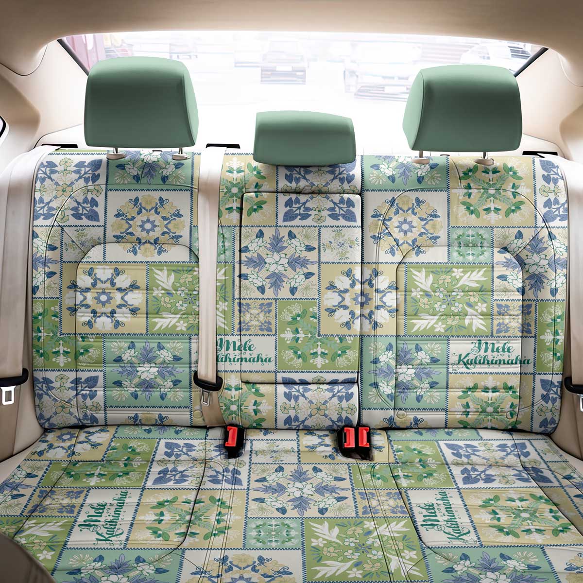 Mele Kalikimaka Hawaii Christmas Back Car Seat Cover Omaomao Seamless Floral Motif - Polynesian Pride