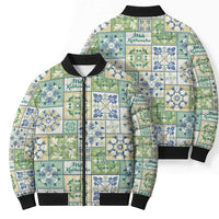 Mele Kalikimaka Hawaii Christmas Bomber Puffer Jacket Omaomao Seamless Floral Motif - Polynesian Pride
