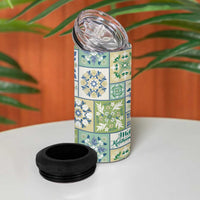 Mele Kalikimaka Hawaii Christmas 4 in 1 Can Cooler Tumbler Omaomao Seamless Floral Motif - Polynesian Pride