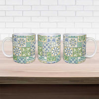 Mele Kalikimaka Hawaii Christmas Ceramic Mug Omaomao Seamless Floral Motif - Polynesian Pride
