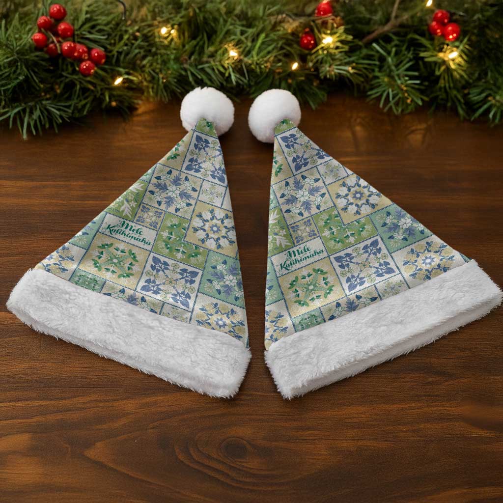 Mele Kalikimaka Hawaii Christmas Santa Hat Omaomao Seamless Floral Motif - Polynesian Pride