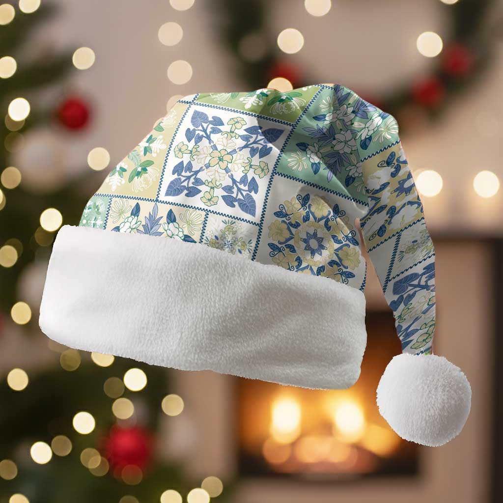 Mele Kalikimaka Hawaii Christmas Santa Hat Omaomao Seamless Floral Motif - Polynesian Pride