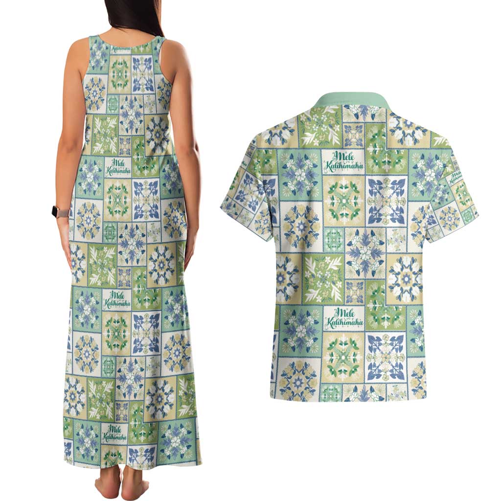 Mele Kalikimaka Hawaii Christmas Couples Matching Tank Maxi Dress and Hawaiian Shirt Omaomao Seamless Floral Motif LT9 - Polynesian Pride