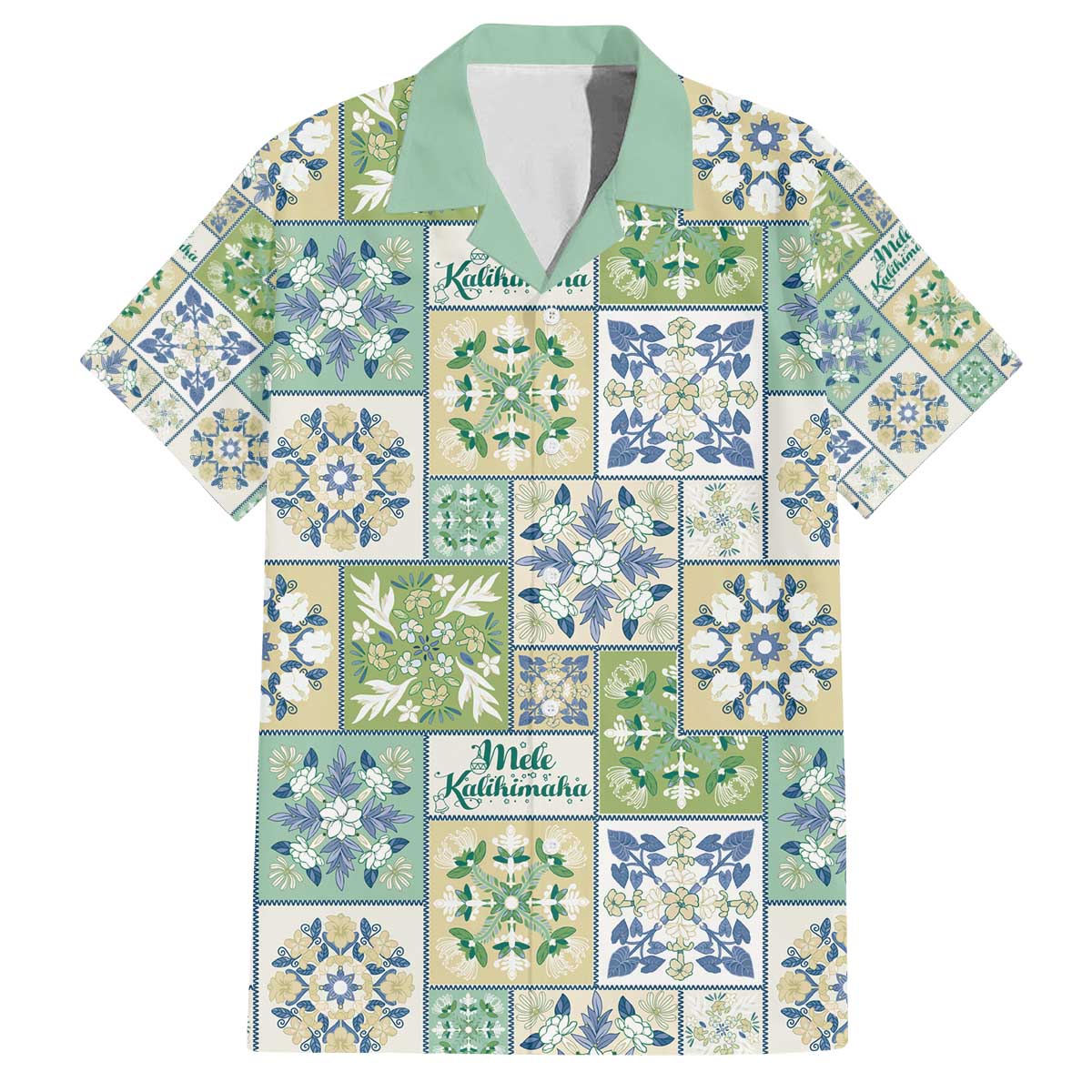Mele Kalikimaka Hawaii Christmas Family Matching Off The Shoulder Long Sleeve Dress and Hawaiian Shirt Omaomao Seamless Floral Motif LT9 Dad's Shirt - Short Sleeve Green - Polynesian Pride