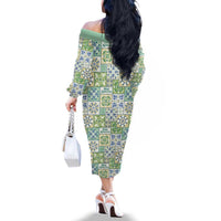 Mele Kalikimaka Hawaii Christmas Family Matching Off The Shoulder Long Sleeve Dress and Hawaiian Shirt Omaomao Seamless Floral Motif LT9 - Polynesian Pride