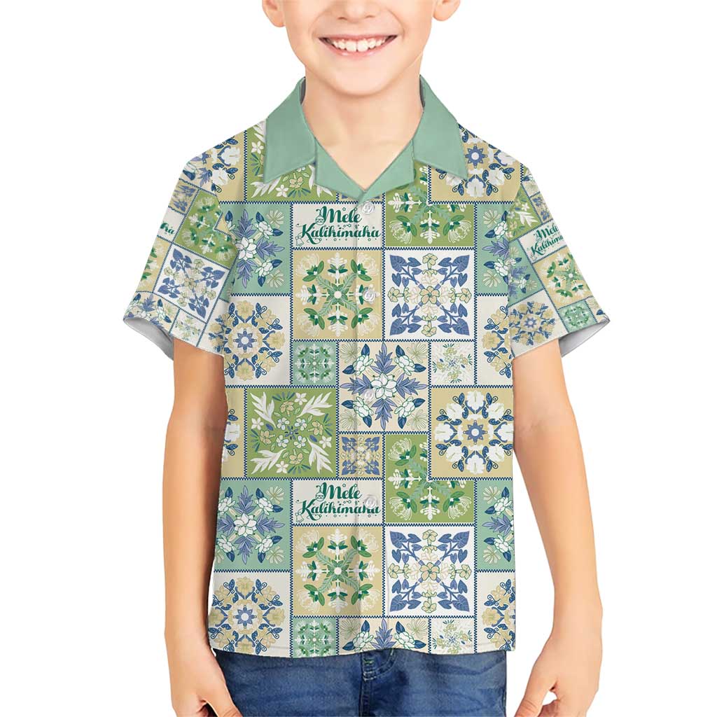Mele Kalikimaka Hawaii Christmas Family Matching Short Sleeve Bodycon Dress and Hawaiian Shirt Omaomao Seamless Floral Motif LT9 Son's Shirt Green - Polynesian Pride