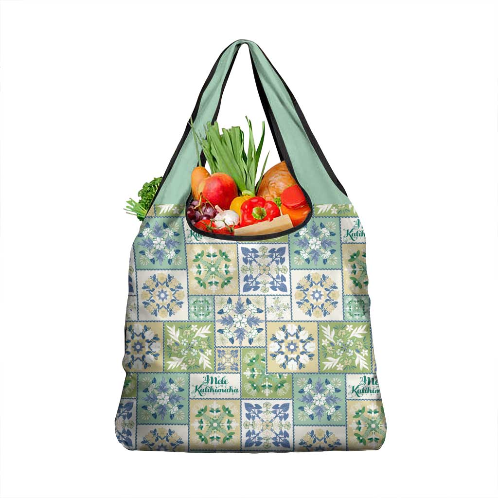 Mele Kalikimaka Hawaii Christmas Grocery Bag Omaomao Seamless Floral Motif - Polynesian Pride