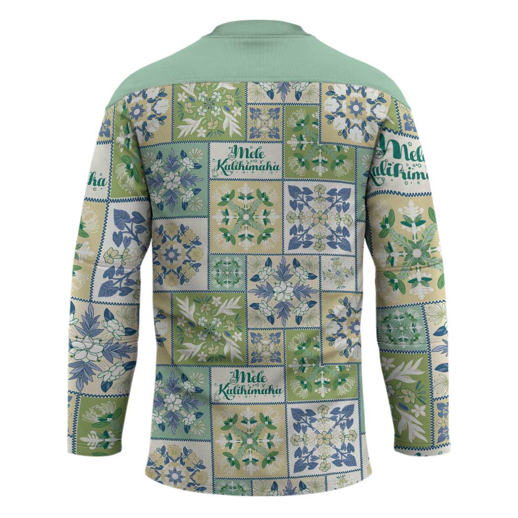 Mele Kalikimaka Hawaii Christmas Hockey Jersey Omaomao Seamless Floral Motif - Polynesian Pride