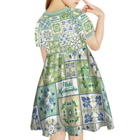 Mele Kalikimaka Hawaii Christmas Kid Short Sleeve Dress Omaomao Seamless Floral Motif - Polynesian Pride