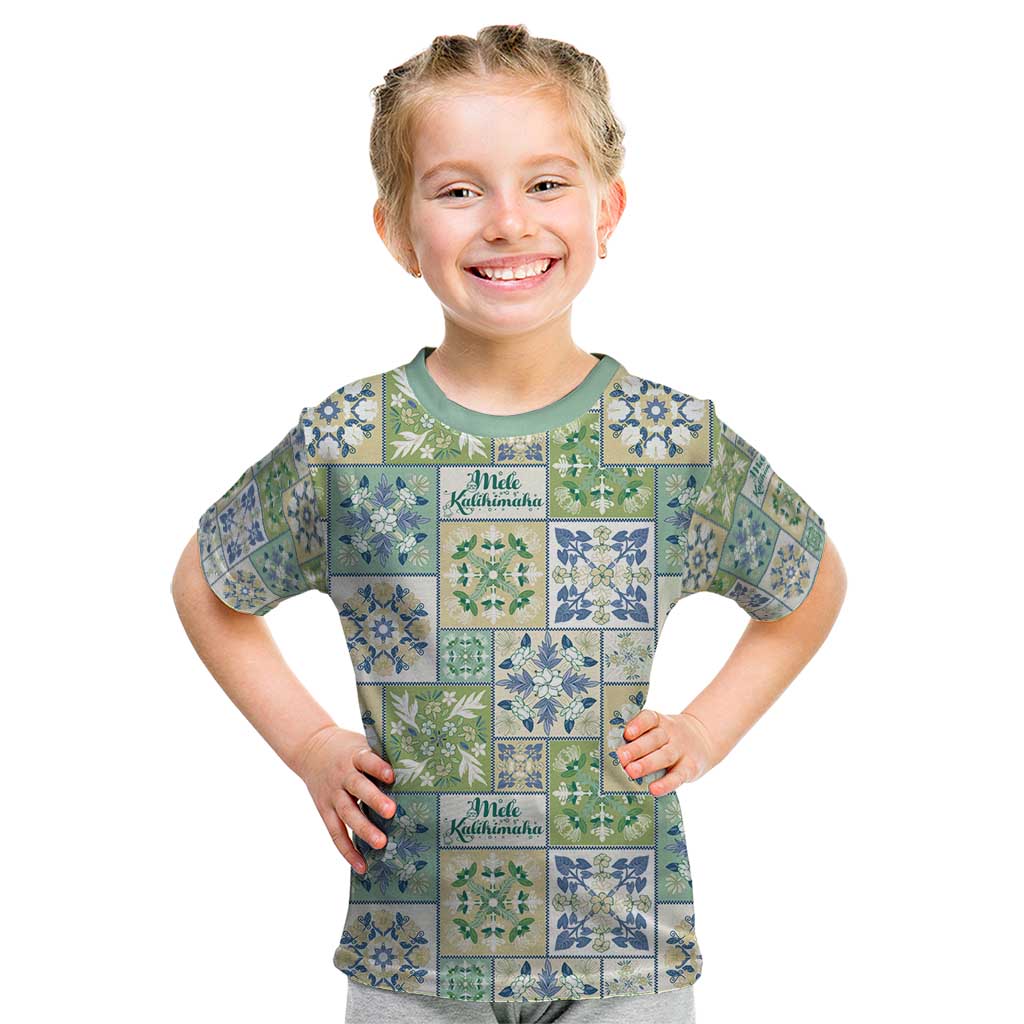 Mele Kalikimaka Hawaii Christmas Kid T Shirt Omaomao Seamless Floral Motif - Polynesian Pride