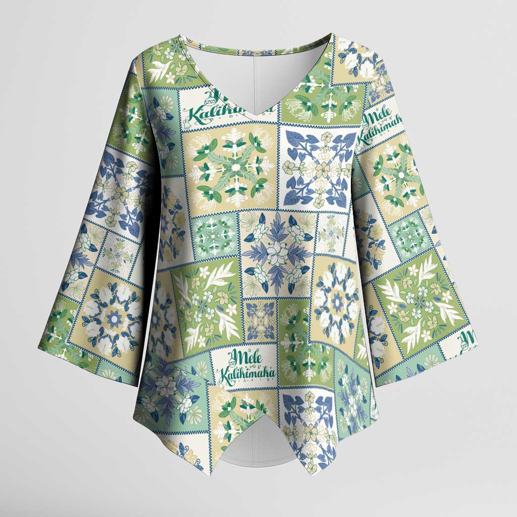 Mele Kalikimaka Hawaii Christmas Kimono Sleeve Blouse Omaomao Seamless Floral Motif - Polynesian Pride
