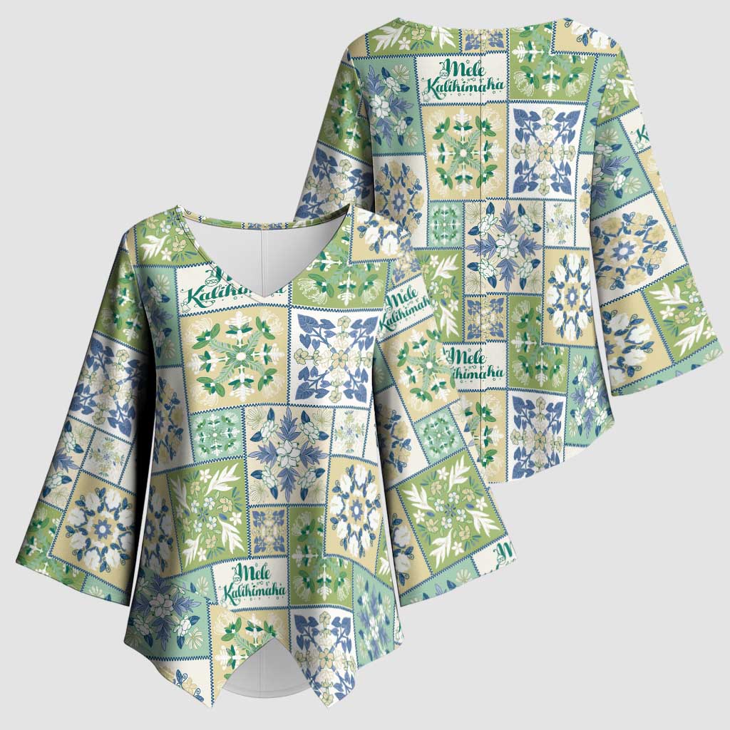 Mele Kalikimaka Hawaii Christmas Kimono Sleeve Blouse Omaomao Seamless Floral Motif - Polynesian Pride
