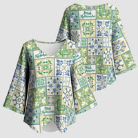Mele Kalikimaka Hawaii Christmas Kimono Sleeve Blouse Omaomao Seamless Floral Motif - Polynesian Pride