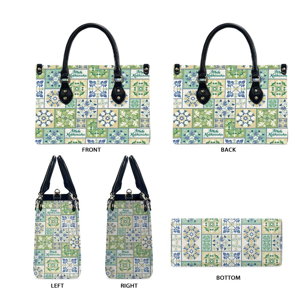 Mele Kalikimaka Hawaii Christmas Leather Bag Omaomao Seamless Floral Motif - Polynesian Pride