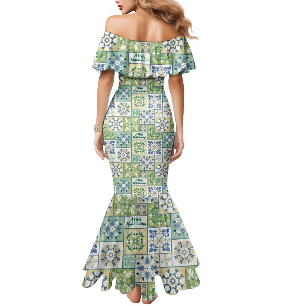 Mele Kalikimaka Hawaii Christmas Mermaid Dress Omaomao Seamless Floral Motif - Polynesian Pride