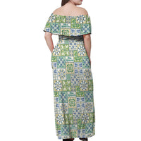Mele Kalikimaka Hawaii Christmas Off Shoulder Maxi Dress Omaomao Seamless Floral Motif - Polynesian Pride