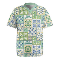 Mele Kalikimaka Hawaii Christmas Rugby Jersey Omaomao Seamless Floral Motif - Polynesian Pride