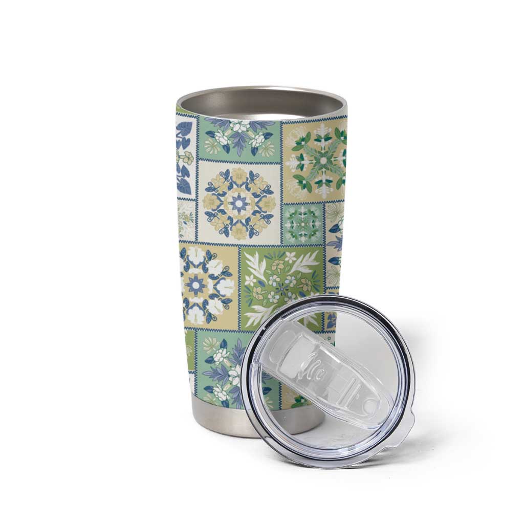 Mele Kalikimaka Hawaii Christmas Tumbler Cup Omaomao Seamless Floral Motif - Polynesian Pride
