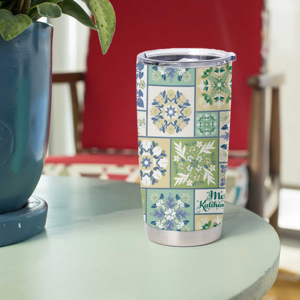 Mele Kalikimaka Hawaii Christmas Tumbler Cup Omaomao Seamless Floral Motif - Polynesian Pride