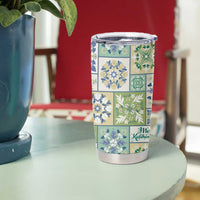 Mele Kalikimaka Hawaii Christmas Tumbler Cup Omaomao Seamless Floral Motif - Polynesian Pride