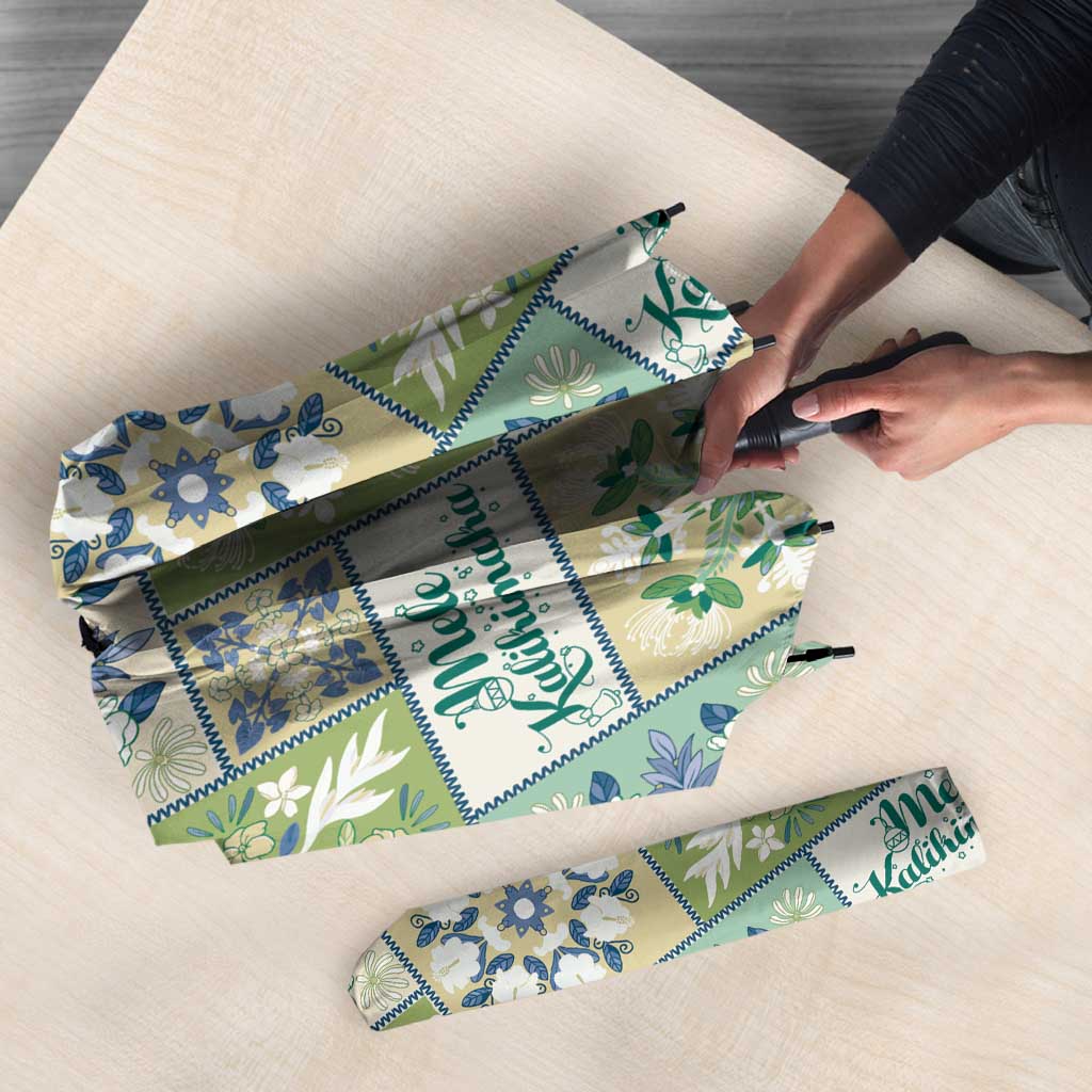 Mele Kalikimaka Hawaii Christmas Umbrella Omaomao Seamless Floral Motif - Polynesian Pride