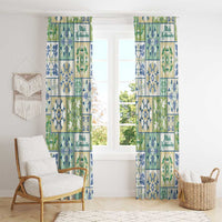Mele Kalikimaka Hawaii Christmas Window Curtain Omaomao Seamless Floral Motif - Polynesian Pride