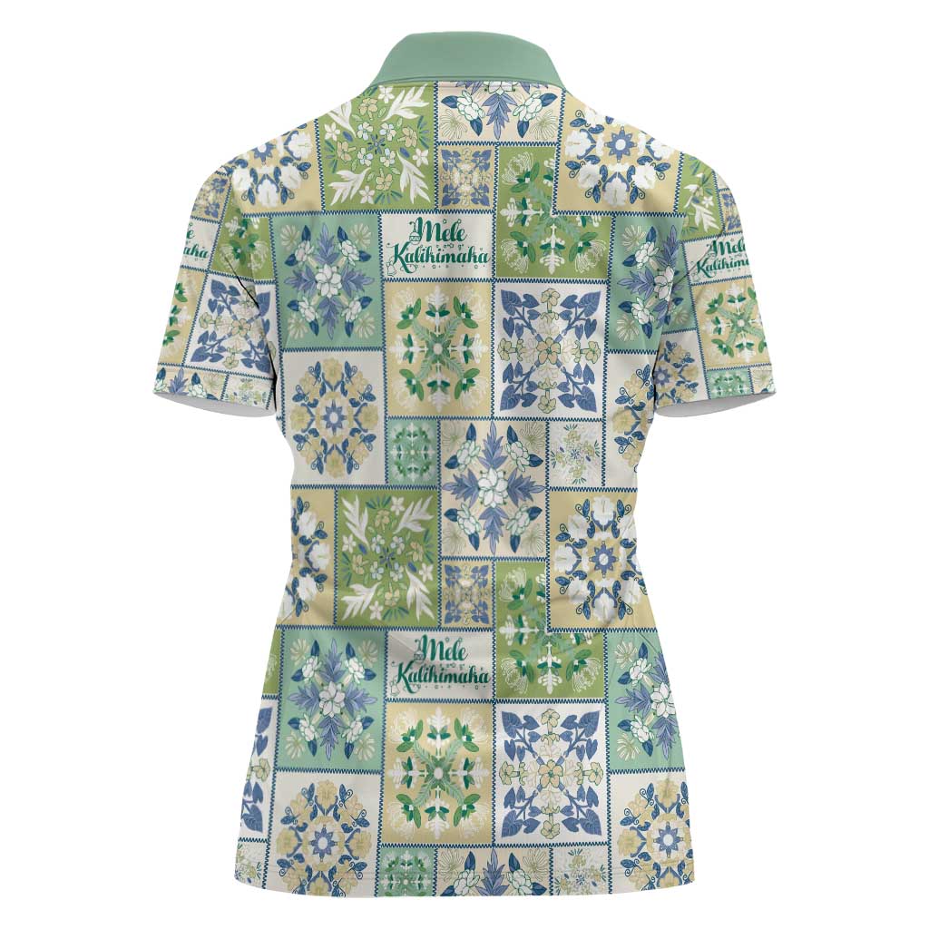 Mele Kalikimaka Hawaii Christmas Women Polo Shirt Omaomao Seamless Floral Motif LT9 - Polynesian Pride