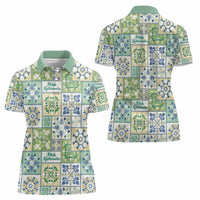 Mele Kalikimaka Hawaii Christmas Women Polo Shirt Omaomao Seamless Floral Motif LT9 - Polynesian Pride