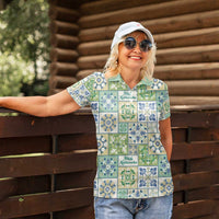 Mele Kalikimaka Hawaii Christmas Women Polo Shirt Omaomao Seamless Floral Motif LT9 - Polynesian Pride