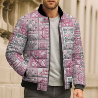 Mele Kalikimaka Hawaii Christmas Bomber Puffer Jacket Akala Seamless Floral Motif - Polynesian Pride