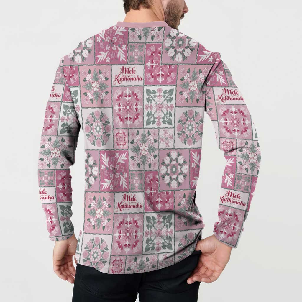 Mele Kalikimaka Hawaii Christmas Button Sweatshirt Akala Seamless Floral Motif - Polynesian Pride