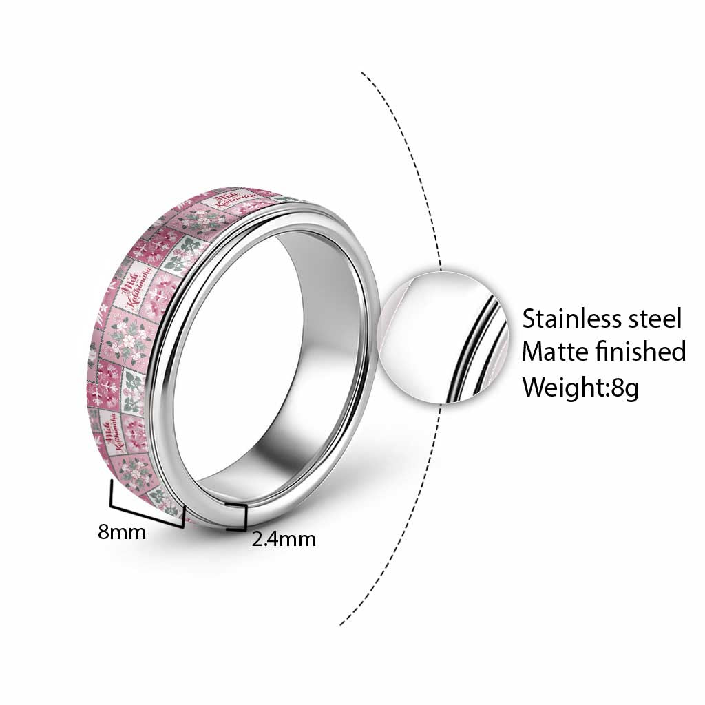Mele Kalikimaka Hawaii Christmas Classic Ring Akala Seamless Floral Motif - Polynesian Pride