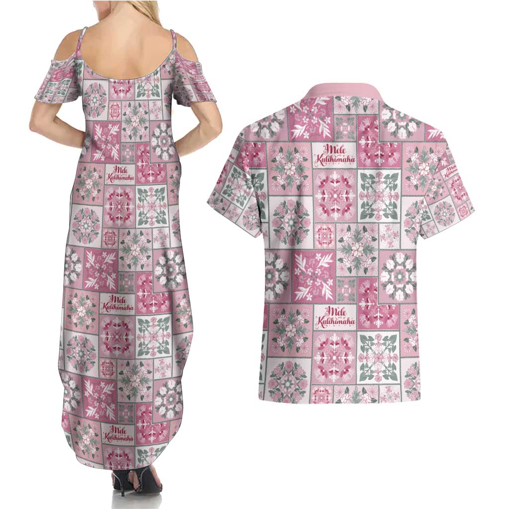 Mele Kalikimaka Hawaii Christmas Couples Matching Summer Maxi Dress and Hawaiian Shirt Akala Seamless Floral Motif LT9 - Polynesian Pride