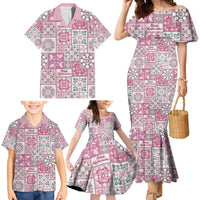Mele Kalikimaka Hawaii Christmas Family Matching Mermaid Dress and Hawaiian Shirt Akala Seamless Floral Motif LT9 - Polynesian Pride