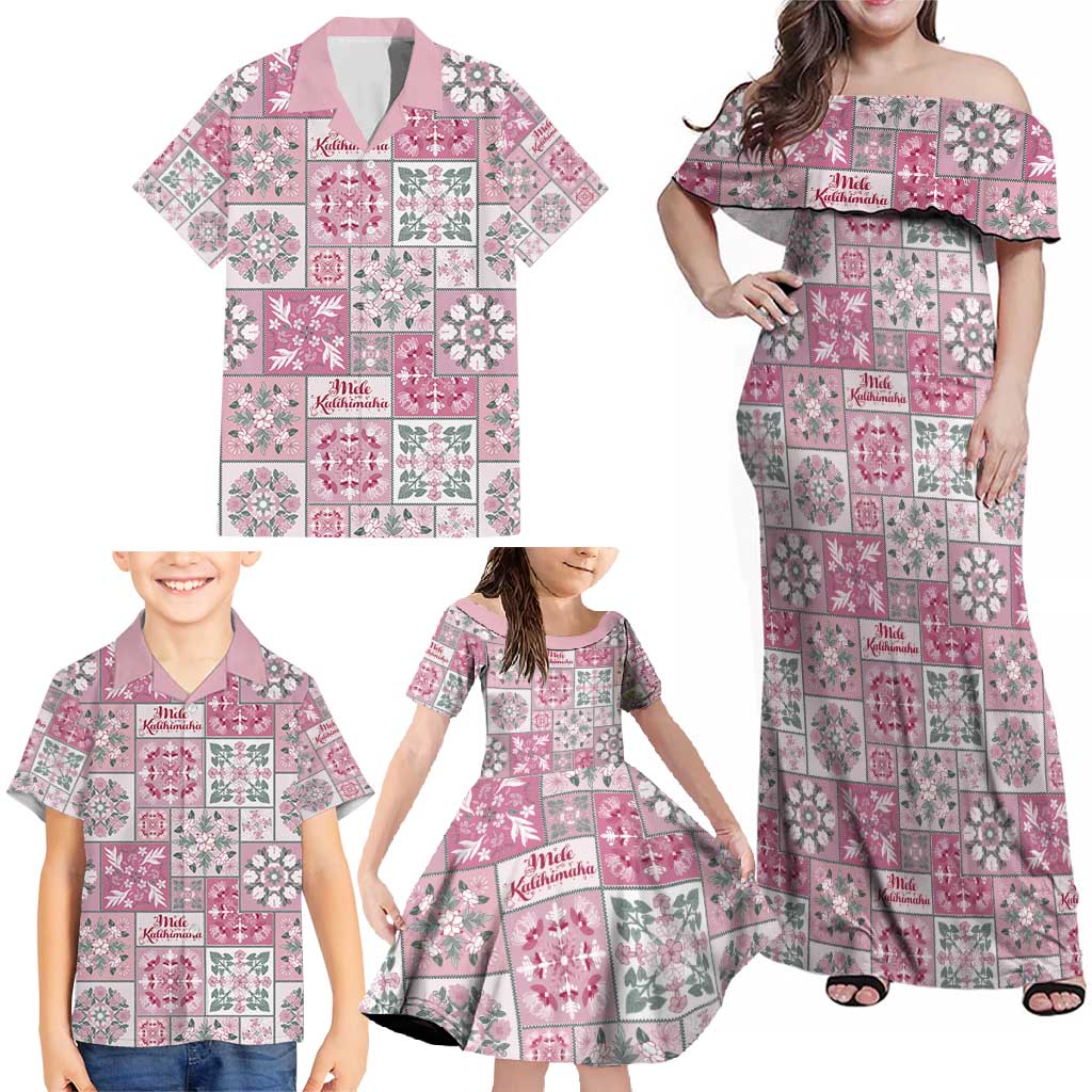Mele Kalikimaka Hawaii Christmas Family Matching Off Shoulder Maxi Dress and Hawaiian Shirt Akala Seamless Floral Motif LT9 - Polynesian Pride